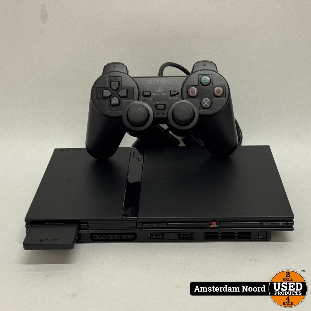 Sony Playstation 2 Slim Black + Controller + MemoryCard, Spelcomputers en Games, Spelcomputers | Sony PlayStation 2, Gebruikt