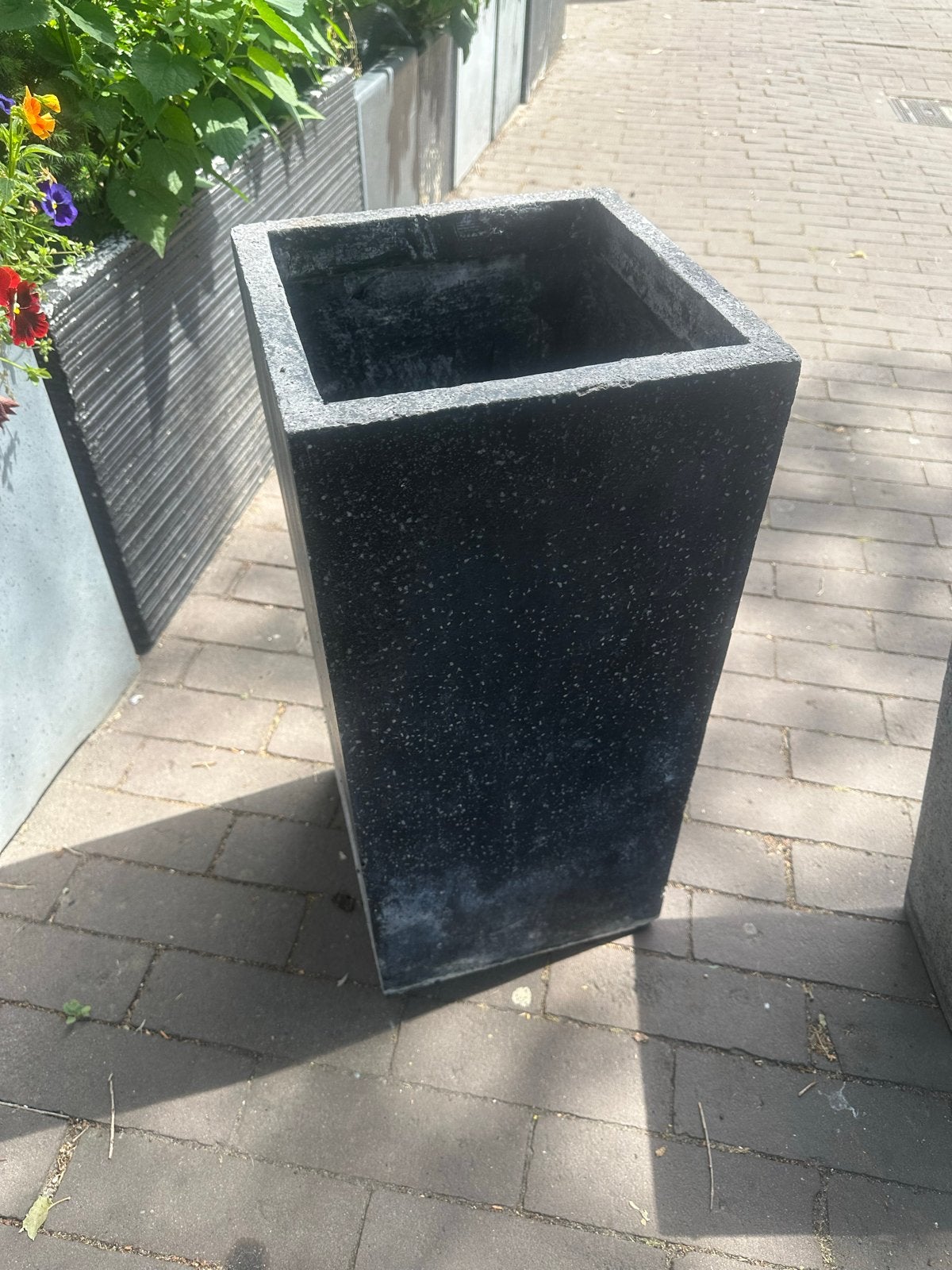 Grote zwarte bloempot  - Gebruikt, Kunststof, Gebruikt, Balkon, Vierkant