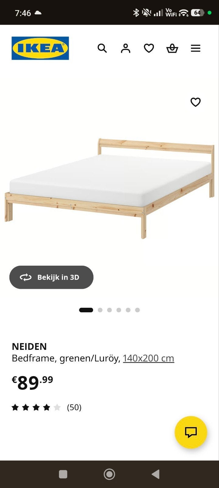 Ikea Neiden twijfelaar bedframe 140x200cm, Huis en Inrichting, Slaapkamer | Bedden, Ophalen, Gebruikt, 140 cm, Twijfelaar