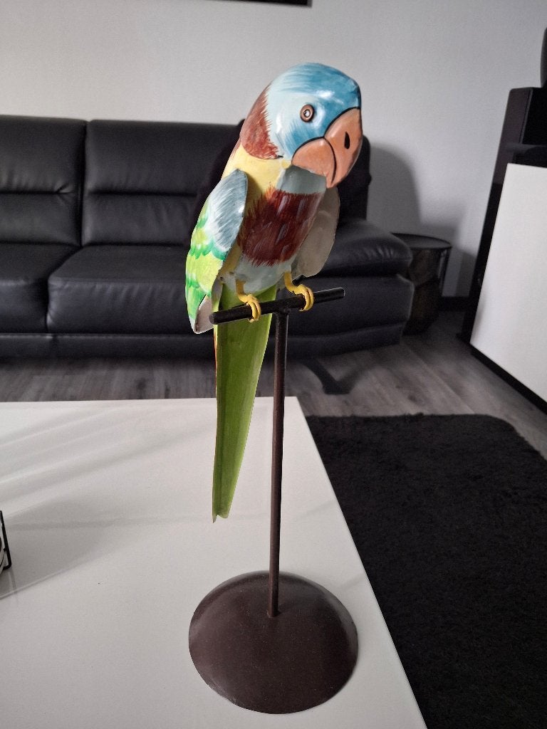 Metalen pappegaai om neer te zetten, Verzamelen, Beelden en Beeldjes, Ophalen, Zo goed als nieuw, Dier