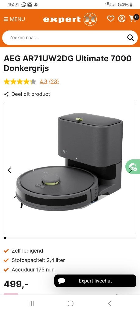 Robotstofzuiger, Stille werking, Nieuw, Ophalen of Verzenden, Robotstofzuiger