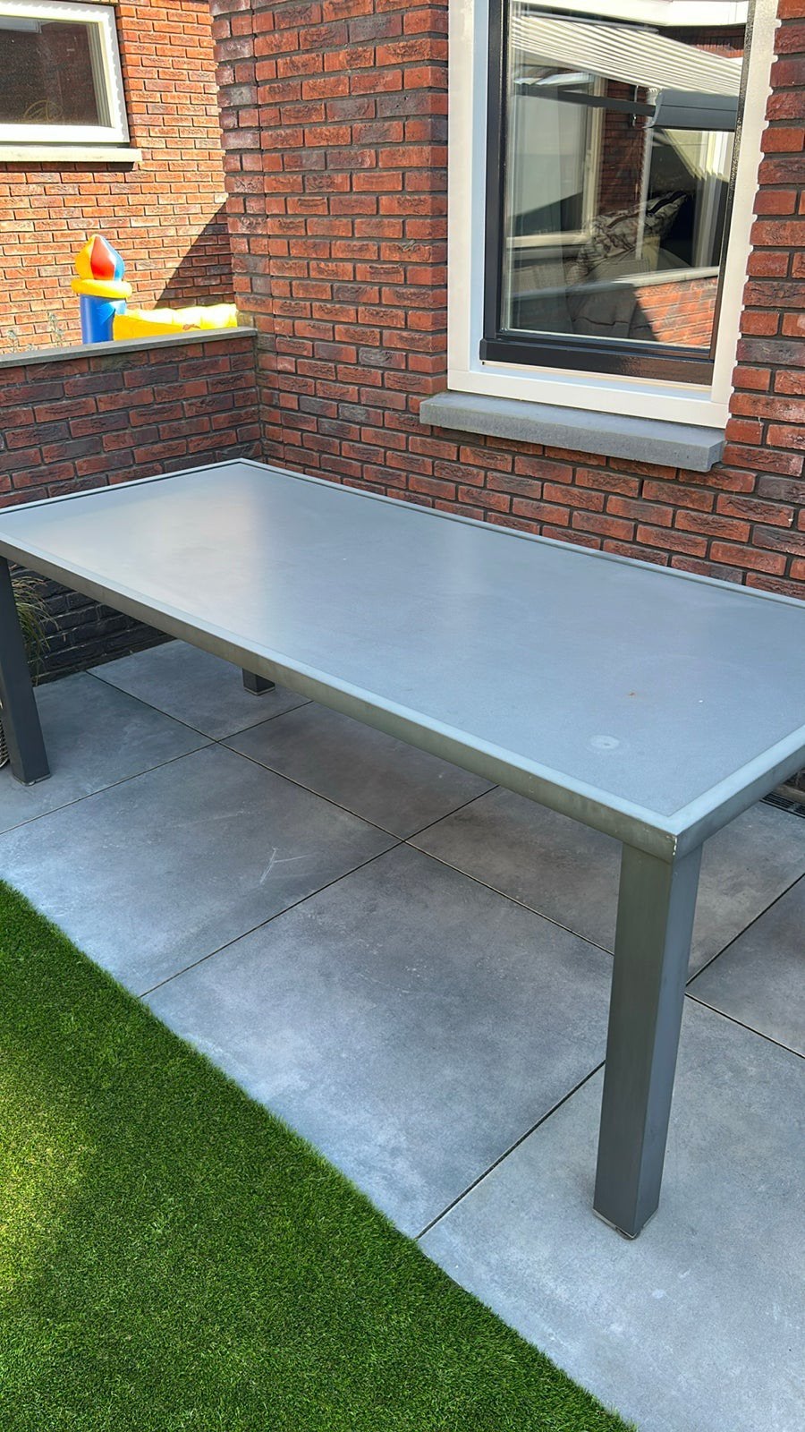 Tuintafel 210x90, Tuin en Terras, Tuintafels, Ophalen, Gebruikt, Rechthoekig, Aluminium