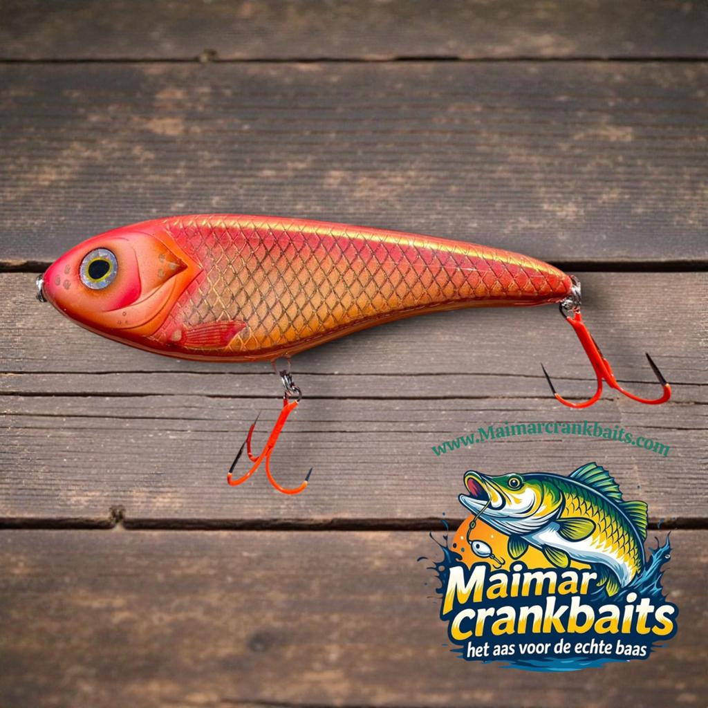 Custom Gespoten 6” Slider Jerkbait UV treble 1# afgehaakt, Watersport en Boten, Purmerend, Maimarcrankbaits, Overige typen, Nieuw