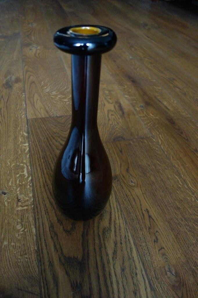 Glazen hand made vaas., Ophalen of Verzenden, Nieuw, Bruin, Glas