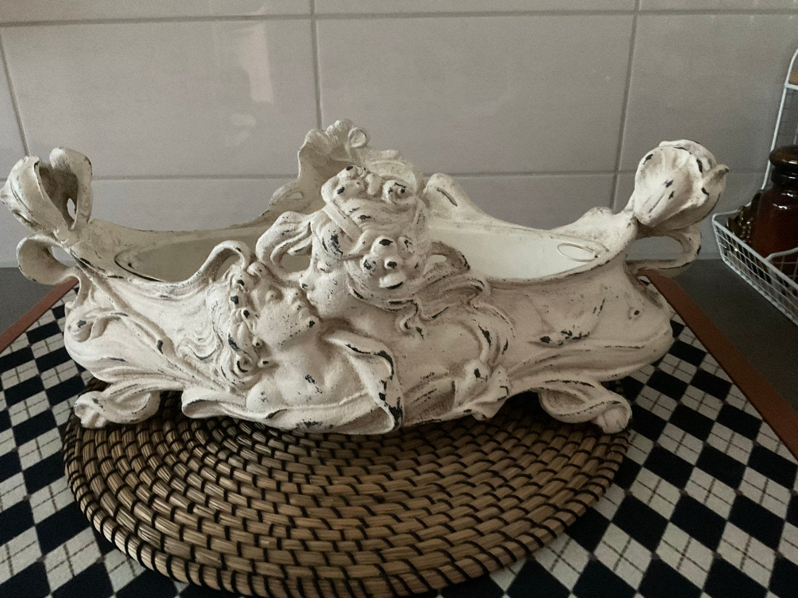 Grote Antieke Gietijzeren Jardinière, Ophalen of Verzenden