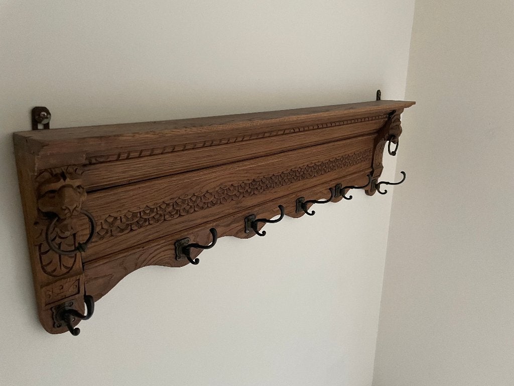 Mooie oude leeuw kapstok, antiek, houten kapstok, vintage, Huis en Inrichting, Woonaccessoires | Kapstokken, Gebruikt, Minder dan 100 cm