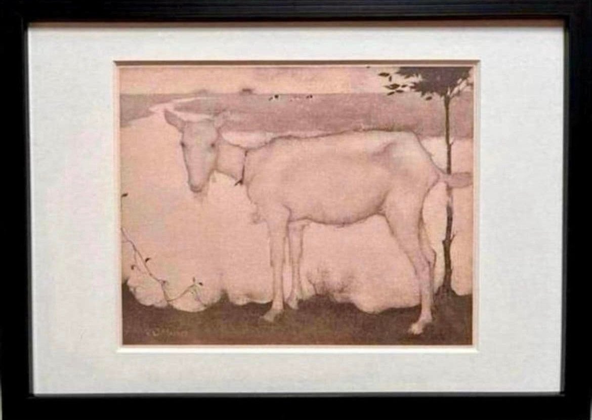 Jan Mankes 1889-1920 / Heliogravure Geit bij het Meer 1923, Antiek en Kunst, Gesigneerd, Verzenden, Gravure, 32 cm