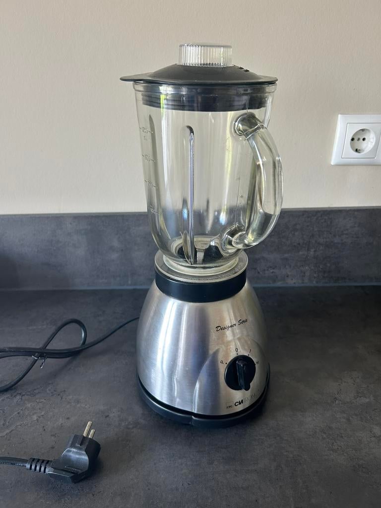 Blender keukenmixer glazen kan Clatronic designer serie, 1 tot 2 liter, Ophalen of Verzenden, Gebruikt, 3 snelheden of meer