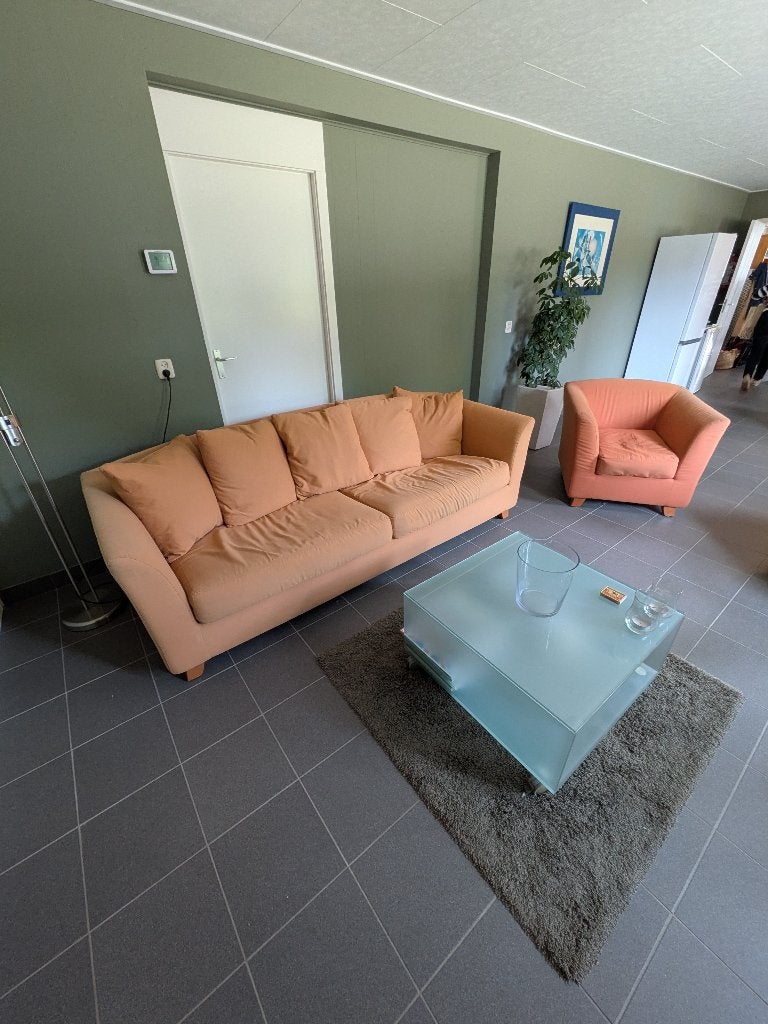 Bankstel met twee fauteuils, Ophalen, Gebruikt, Driepersoons, 75 tot 100 cm