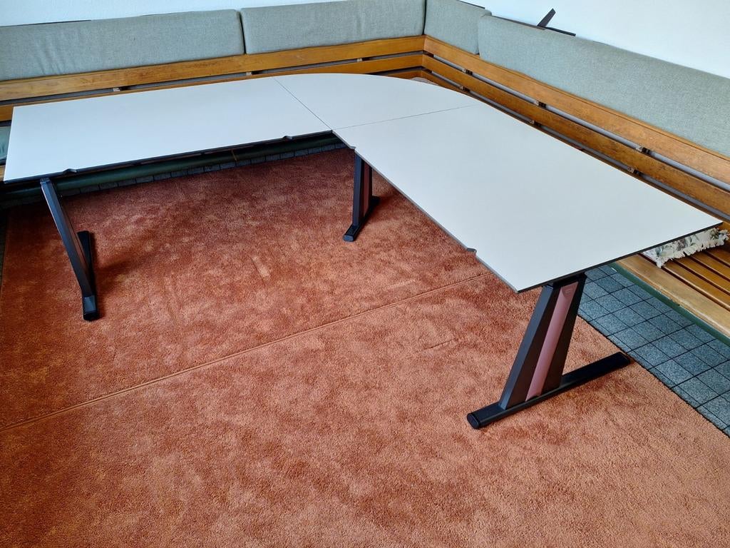 Brink hoekbureau, handmatig in hoogte verstelbaar, Huis en Inrichting, Bureaus, Ophalen, Gebruikt, Metaal, Hoekbureau