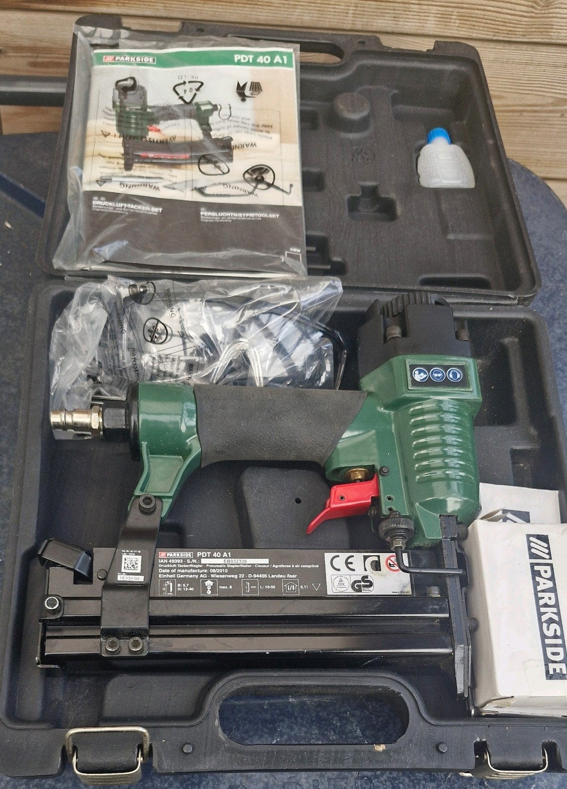 Parkside PDT 40 A1 Perslucht Nietpistool / Tacker, Doe-het-zelf en Verbouw, Ophalen of Verzenden, Zo goed als nieuw, Tacker/nietmachine