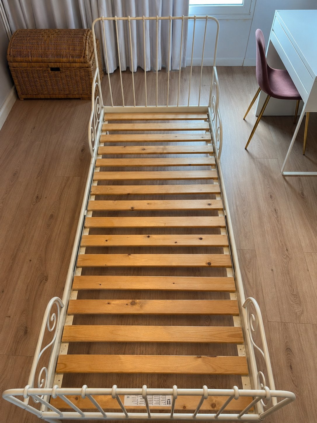Ikea Minnen (meegroeibed), Ophalen, Eenpersoons, Wit, 80 cm
