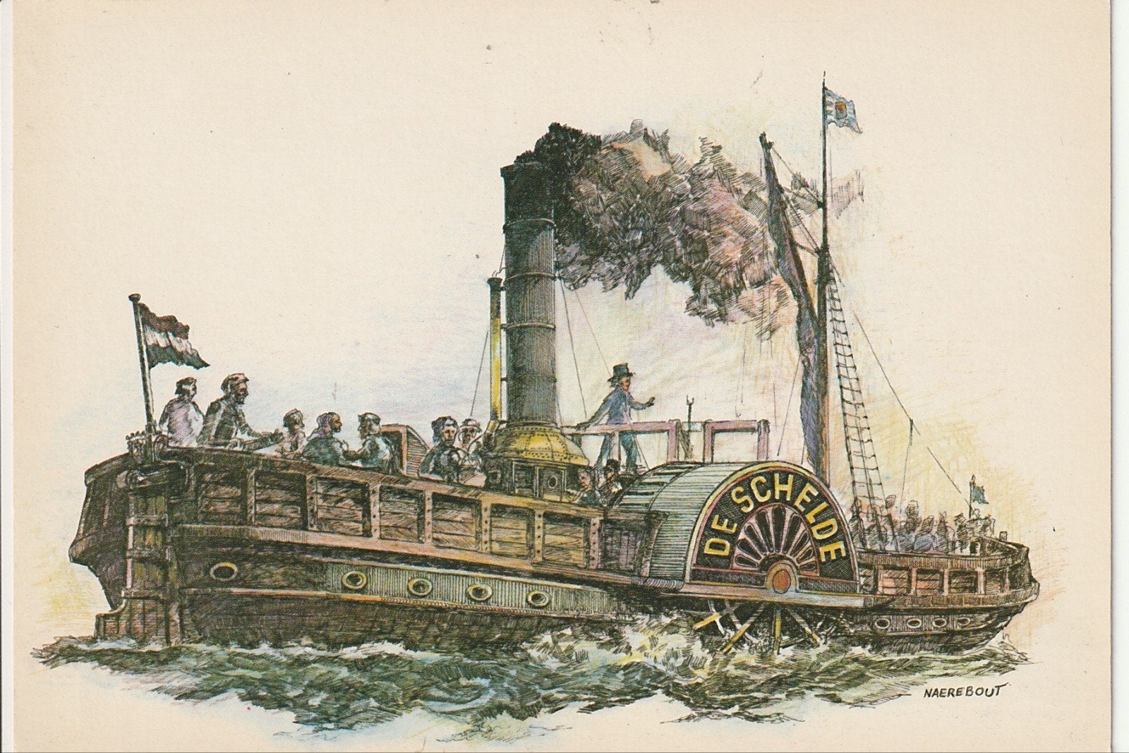 VLISSINGEN BRESKENS STOOMRADARBOOT DE SCHELDE GEBOUWD 1828, Ophalen of Verzenden, 1960 tot 1980, Ongelopen, Zeeland