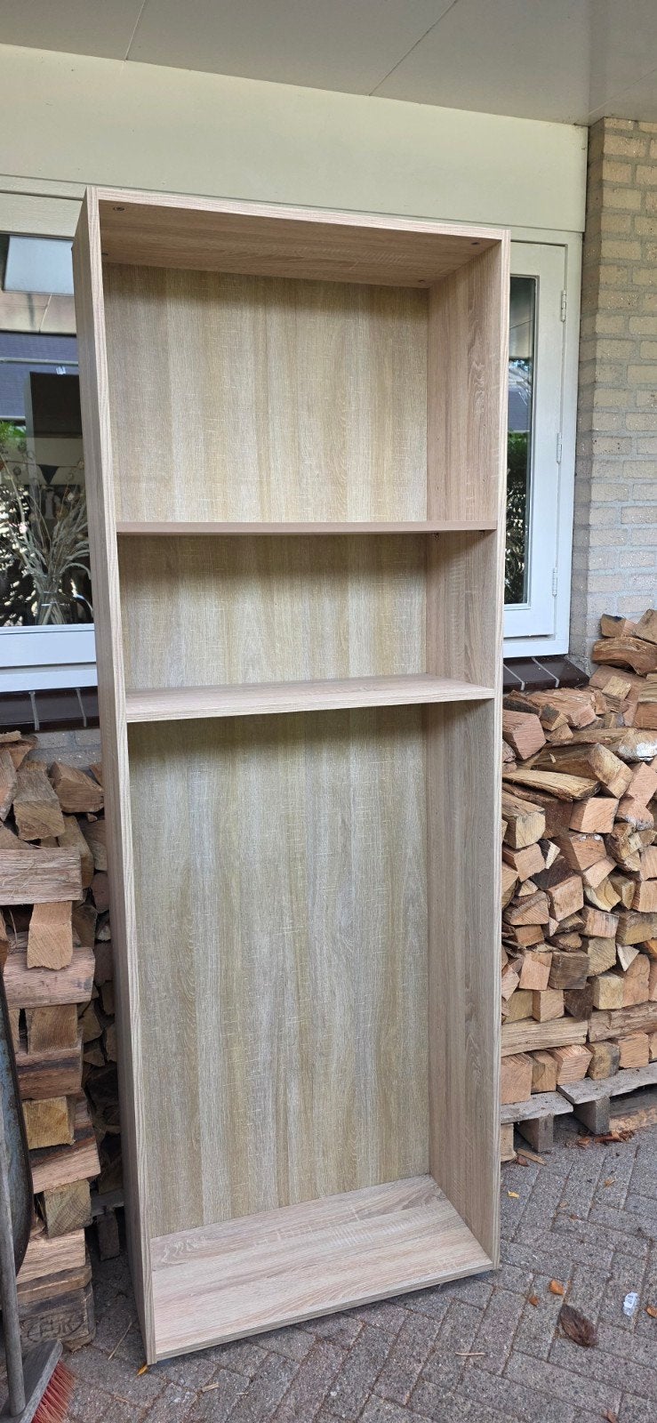 Houten Boekenkast met Verstelbare Planken, Huis en Inrichting, Ophalen, Met plank(en), Gebruikt, 200 cm of meer