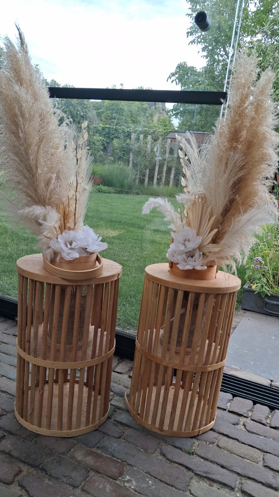 2 vazen/potten met droogbloemen als decoratie bruiloft, Ophalen, Zo goed als nieuw, Versiering, Geboorte of Huwelijk