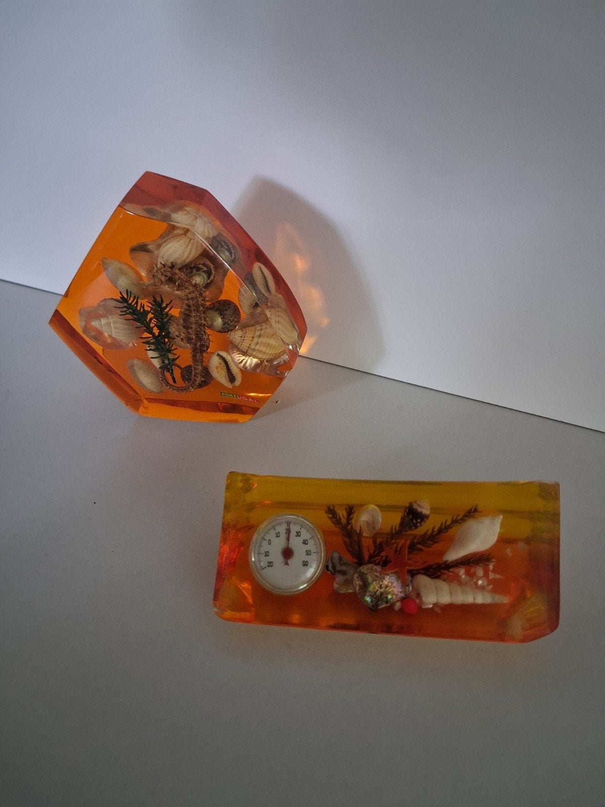 Vintage Epoxy Massief Decoratie met Zeeleven, Ophalen of Verzenden