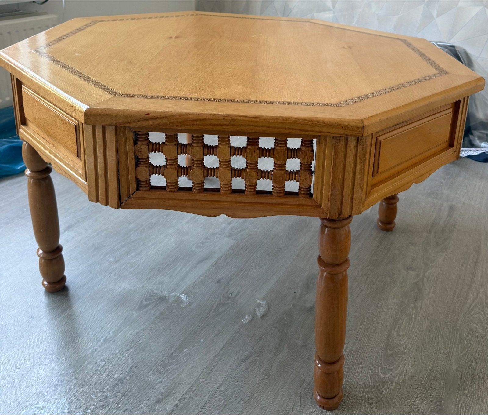 Unieke Marokkaanse eettafel - Handgemaakt hout, Ophalen, Gebruikt, 100 tot 150 cm, Overige vormen