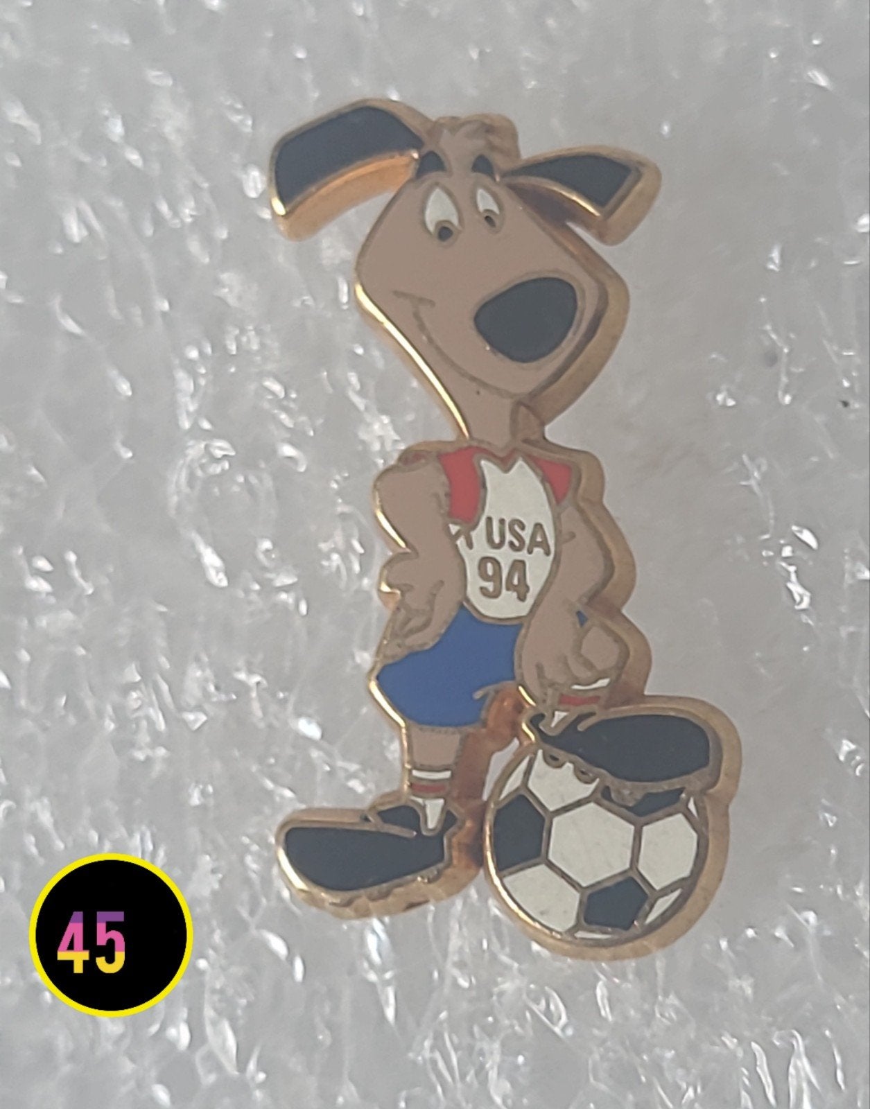 Vintage Pin USA 94 Voetbal WK Mascotte Striker de Hond, Verzenden