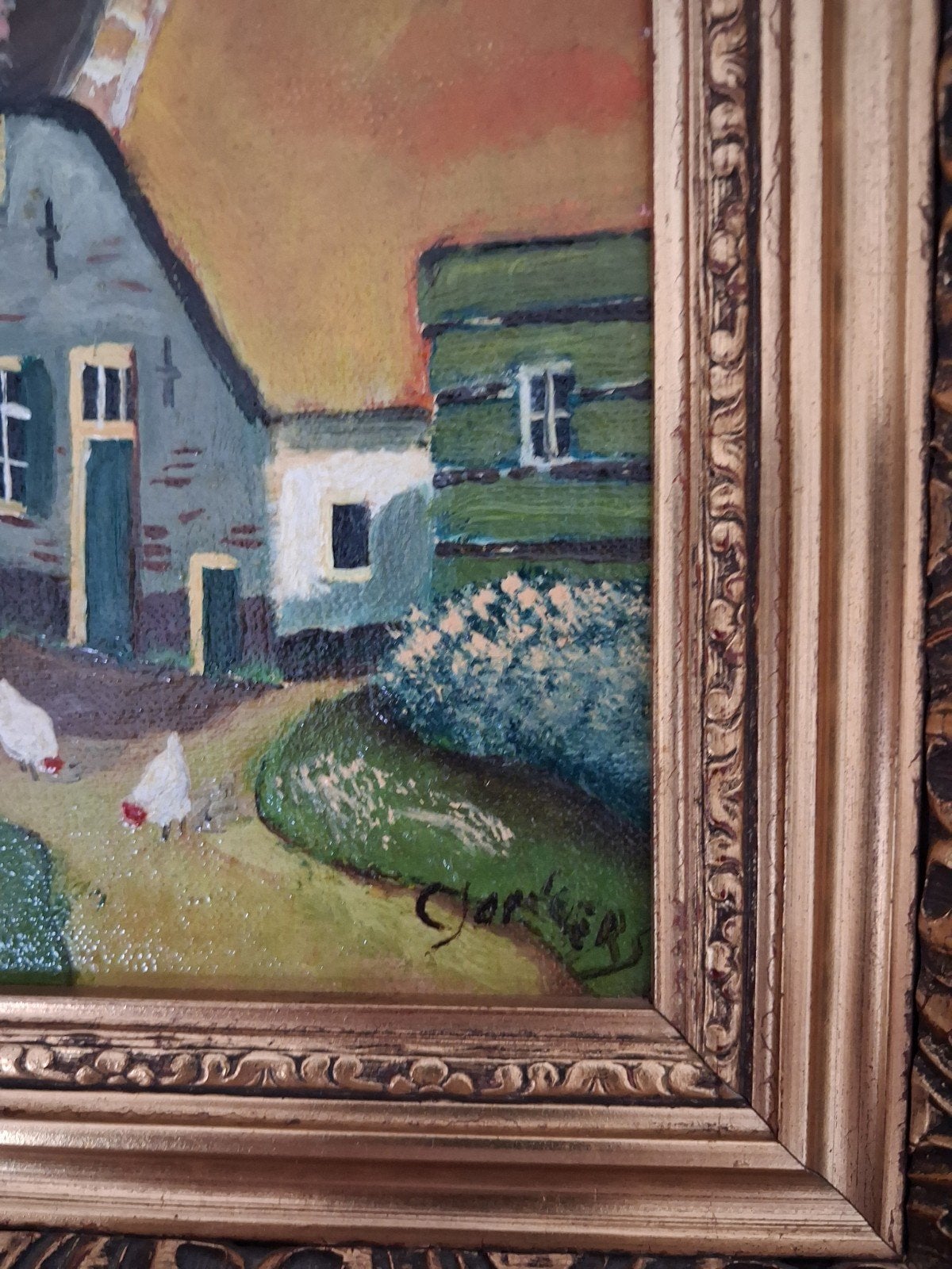 Landelijk/Olieverf/Gesigneerd/Dorp, Ophalen of Verzenden