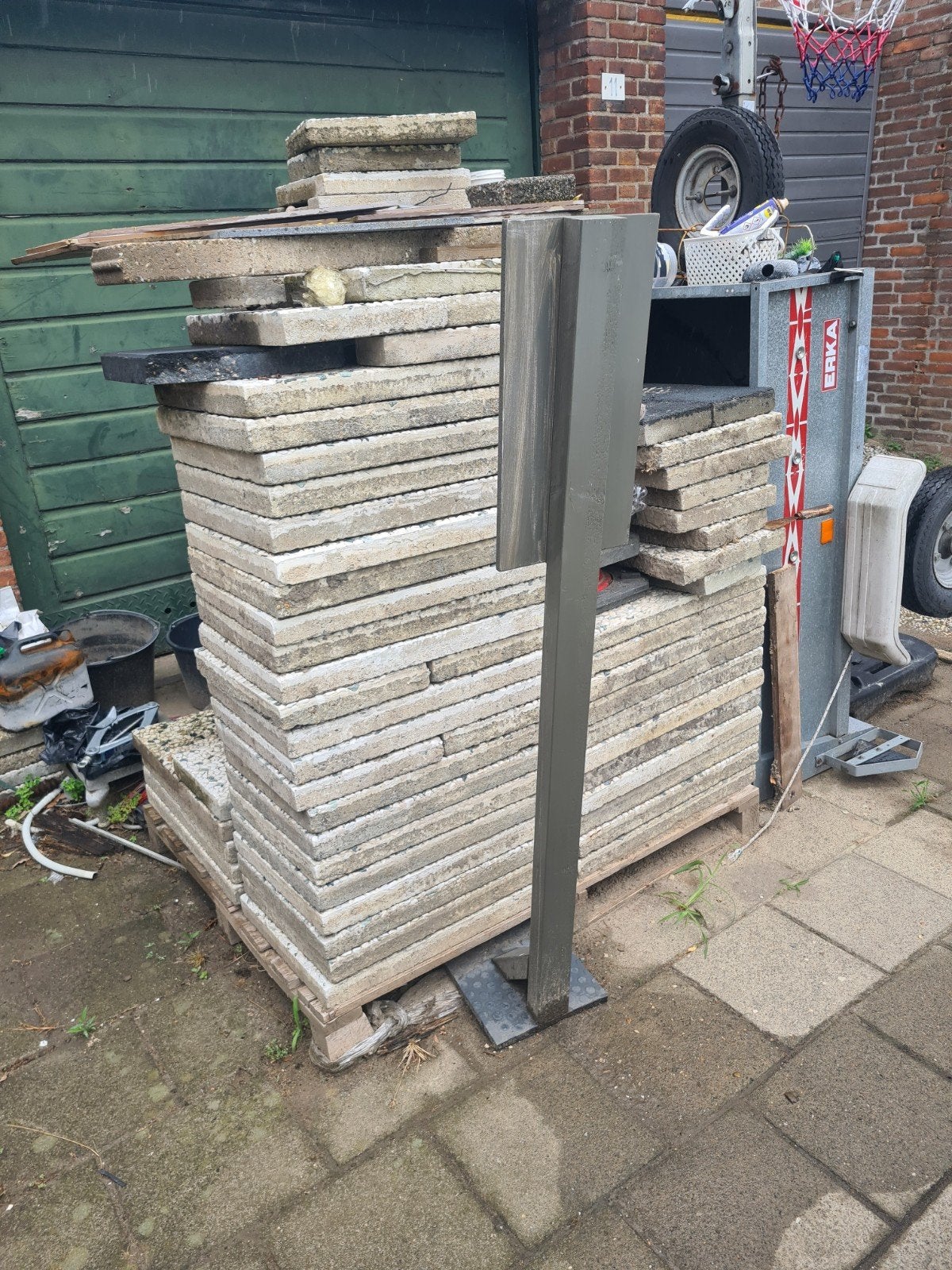 Grindtegels 60x40 wit, Tuin en Terras, Tegels en Klinkers, Ophalen, Gebruikt, 10 m² of meer, Grind