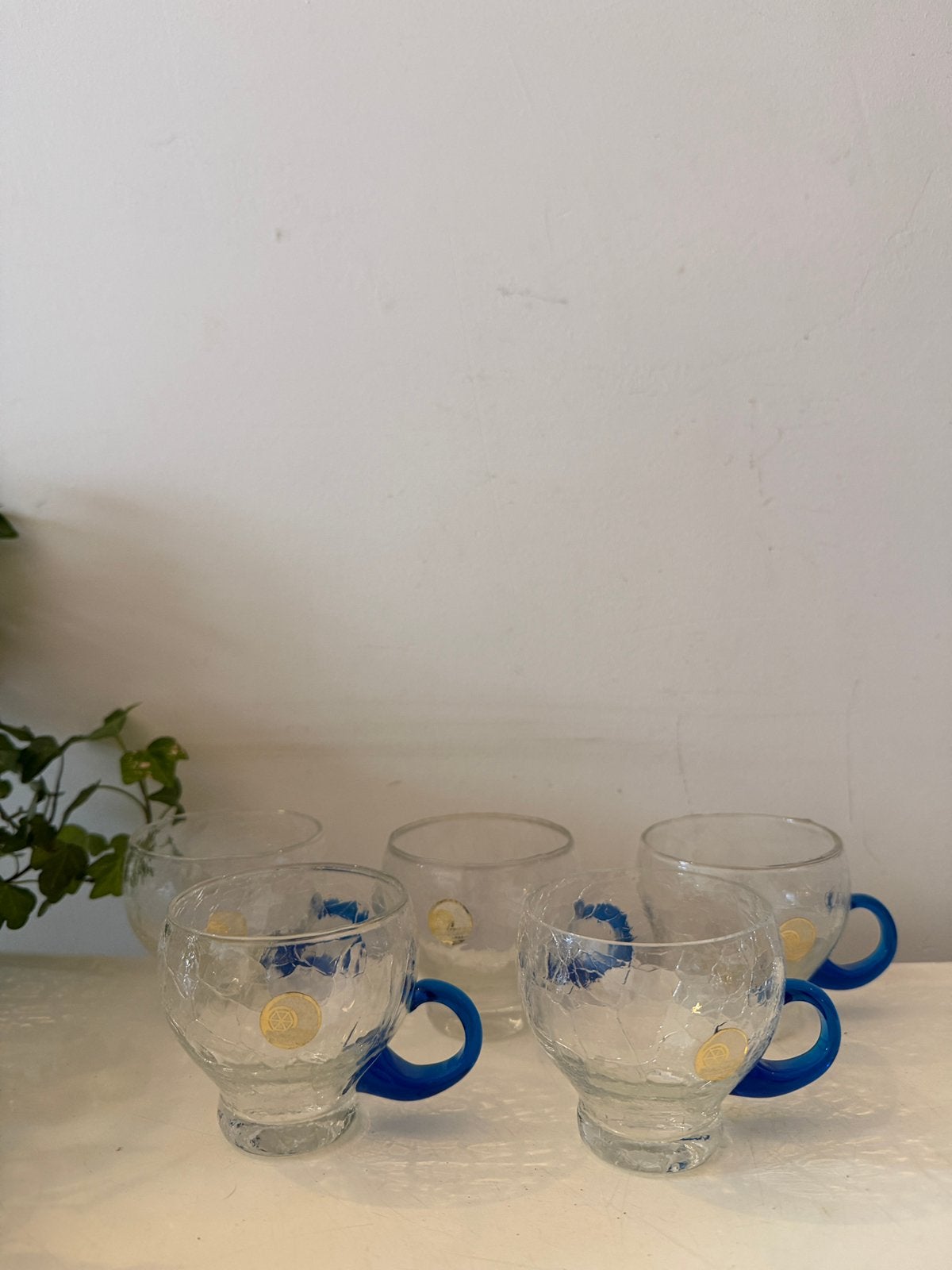 Craquelé glazen kopjes vintage, Ophalen of Verzenden