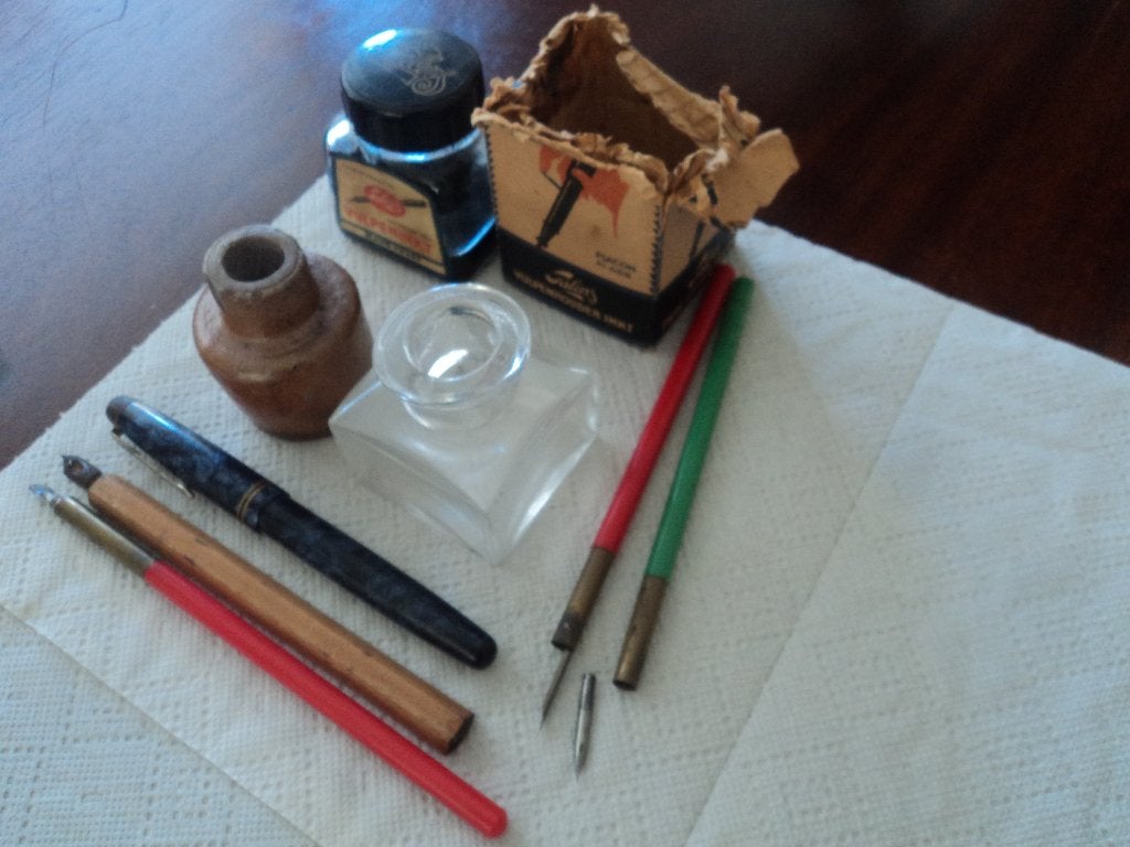 Vintage Schrijfset: Inkt, Pennen en Inktpotten, Antiek en Kunst, Verzenden