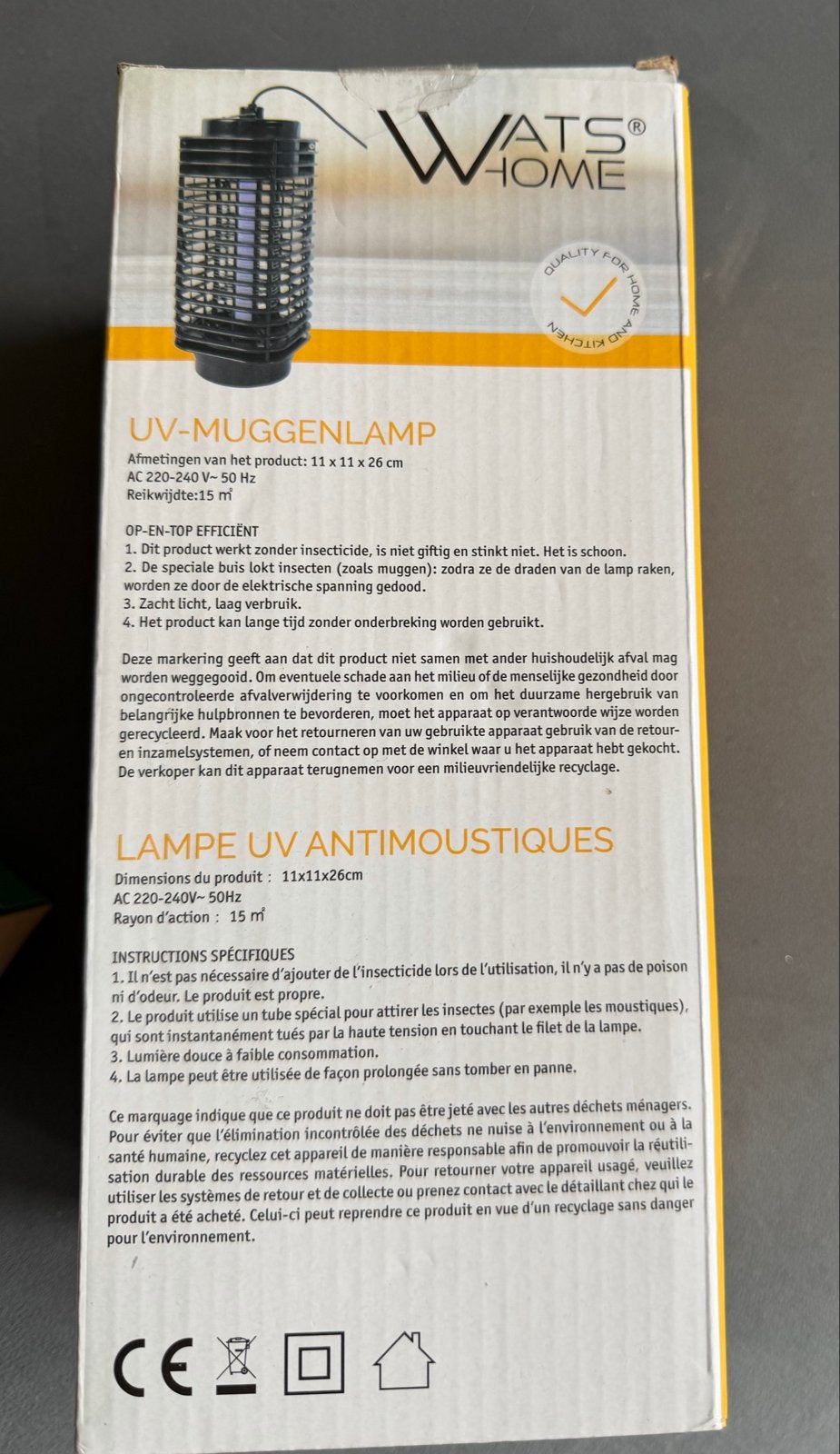WATS HOME UV-Muggenlamp - Effectieve Insectenverdelger, Ophalen of Verzenden, Nieuw