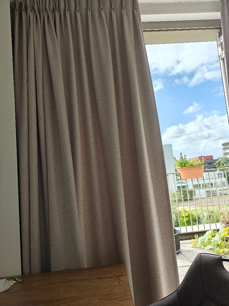Beige gordijnen zgan 3,50 x 2,70, Met haken, Kwantum, Beige, Gordijn