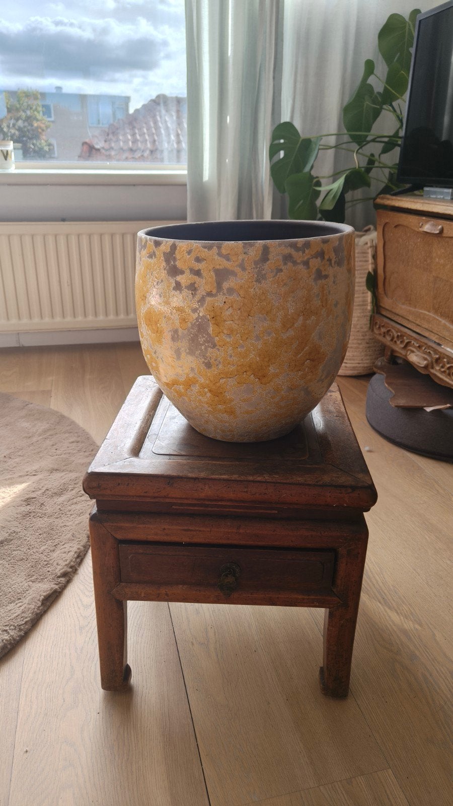 Bela Arte bloempot Luuk okergeel – 28x28 cm, Ophalen, Gebruikt, Rond, Minder dan 40 cm