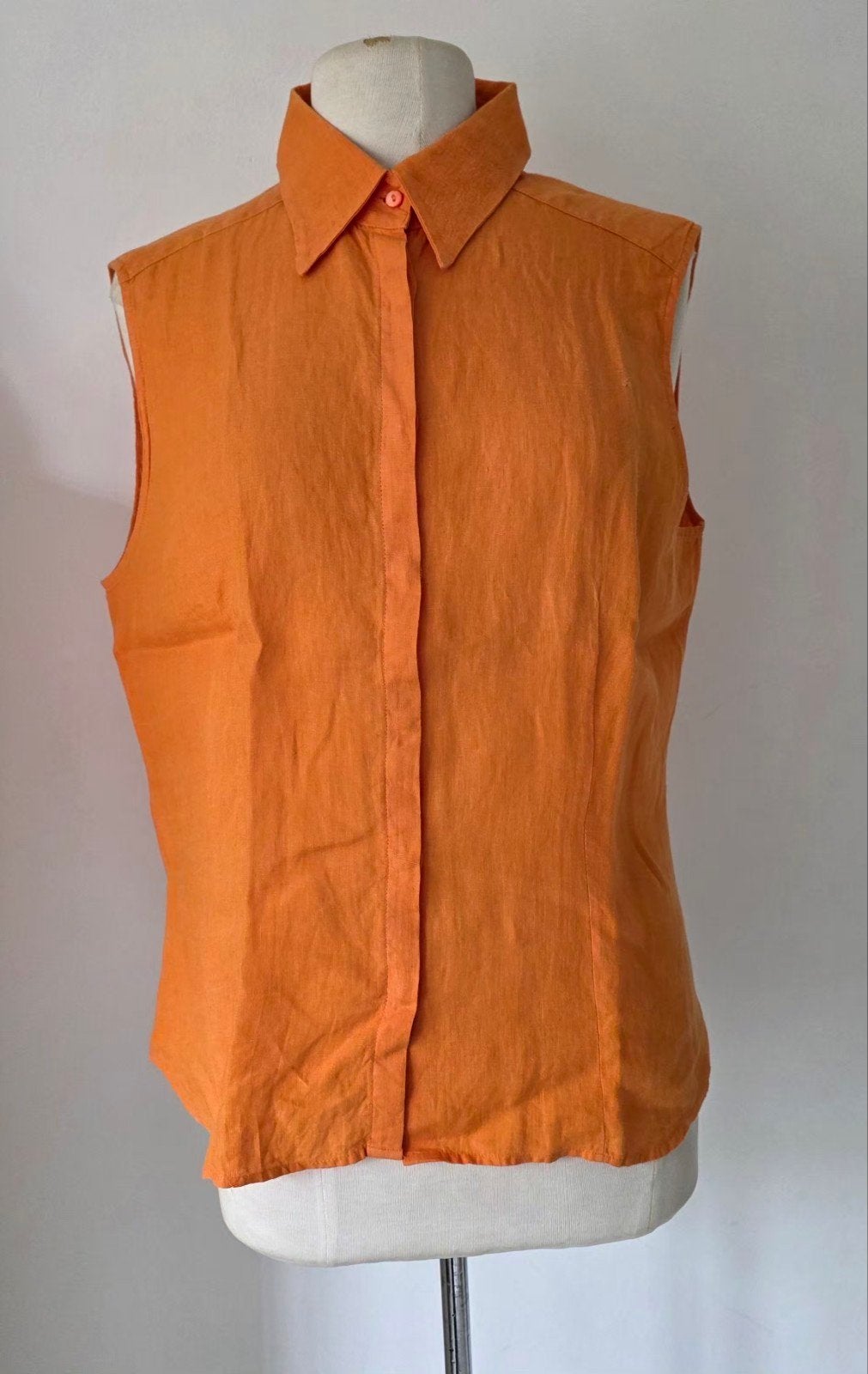 Max Mara mouwloze linnen blouse 42/44, Max Mara, Verzenden, Maat 42/44 (L), Oranje