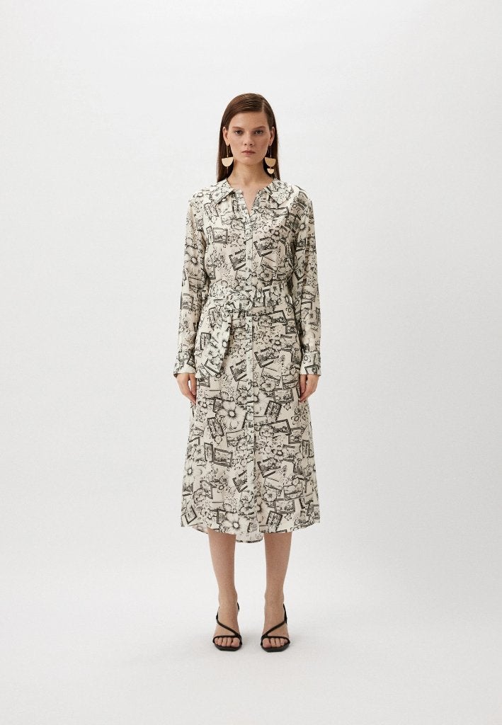 Tara Jarmon Paris jurk maat 36/38 – zwart-wit print, Kleding | Dames, Maat 38/40 (M), Verzenden, Tara Jarmon, Wit