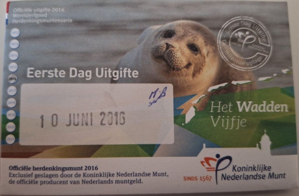 Coincard 2016 - Het Wadden Vijfje - EDU, Postzegels en Munten, Munten | Europa | Euromunten, Verzenden, Overige landen, 5 euro