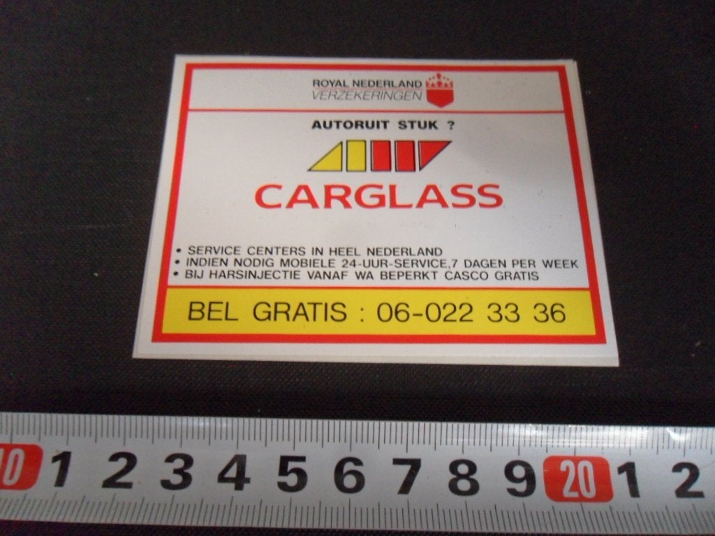 sticker CARGLASS Royal Nederland Verzereringen *, Verzamelen, Stickers, Ophalen of Verzenden, Zo goed als nieuw
