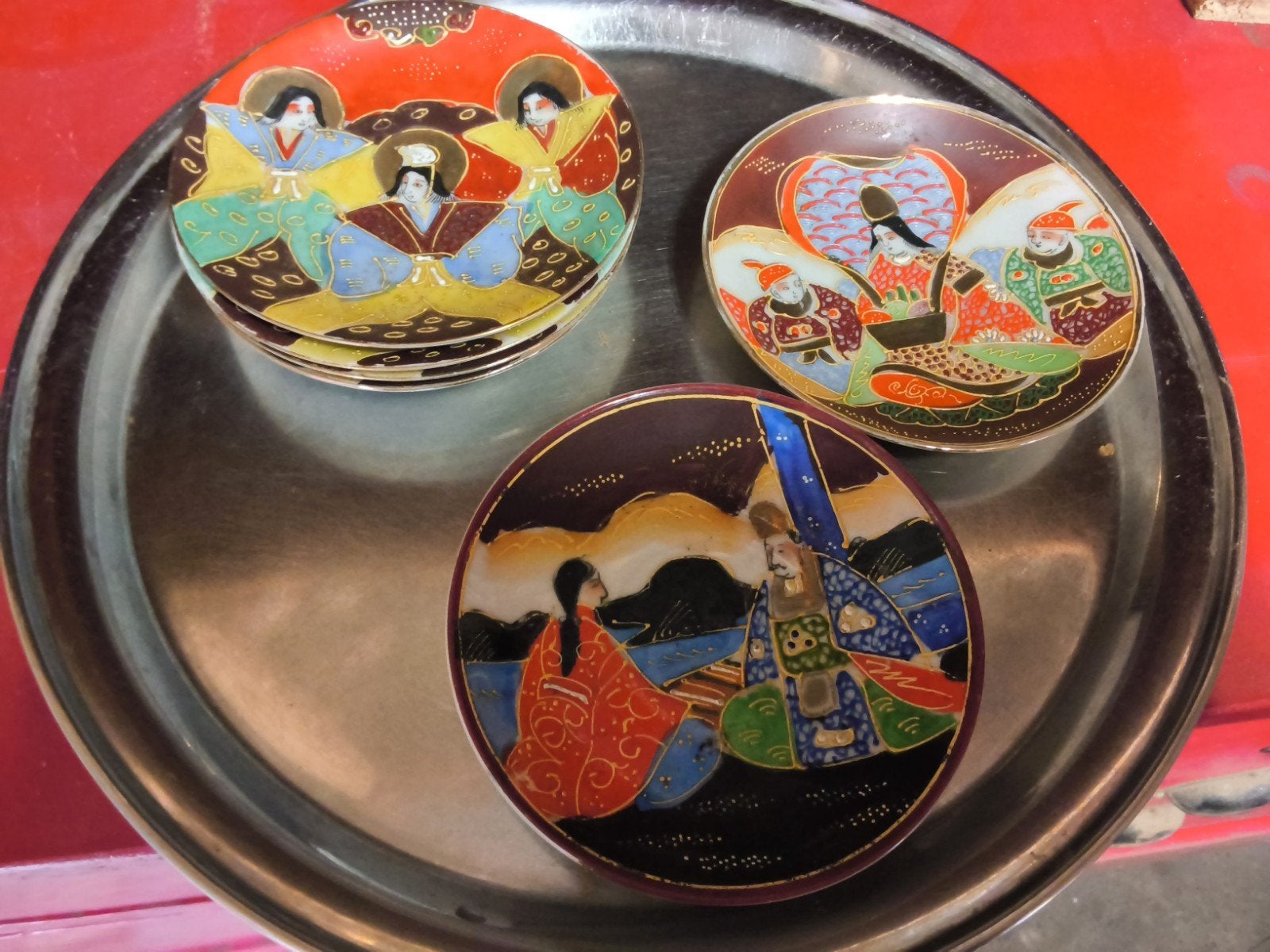 Set van 3 antieke Japanse Satsuma-stijl doosjes, Antiek en Kunst, Ophalen of Verzenden