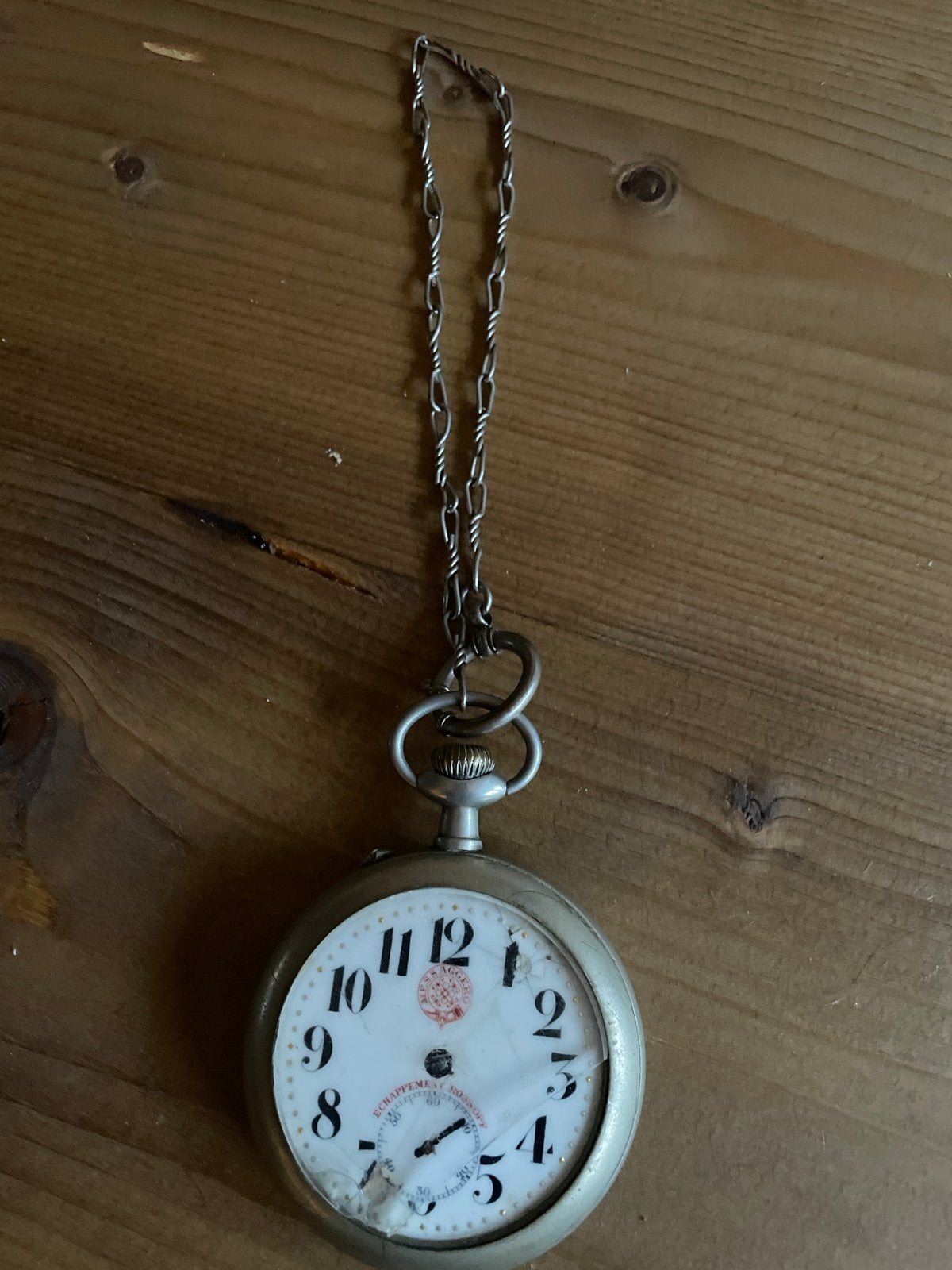 Antiek zakhorloge met ketting - Uniek verzamelstuk, Ophalen of Verzenden