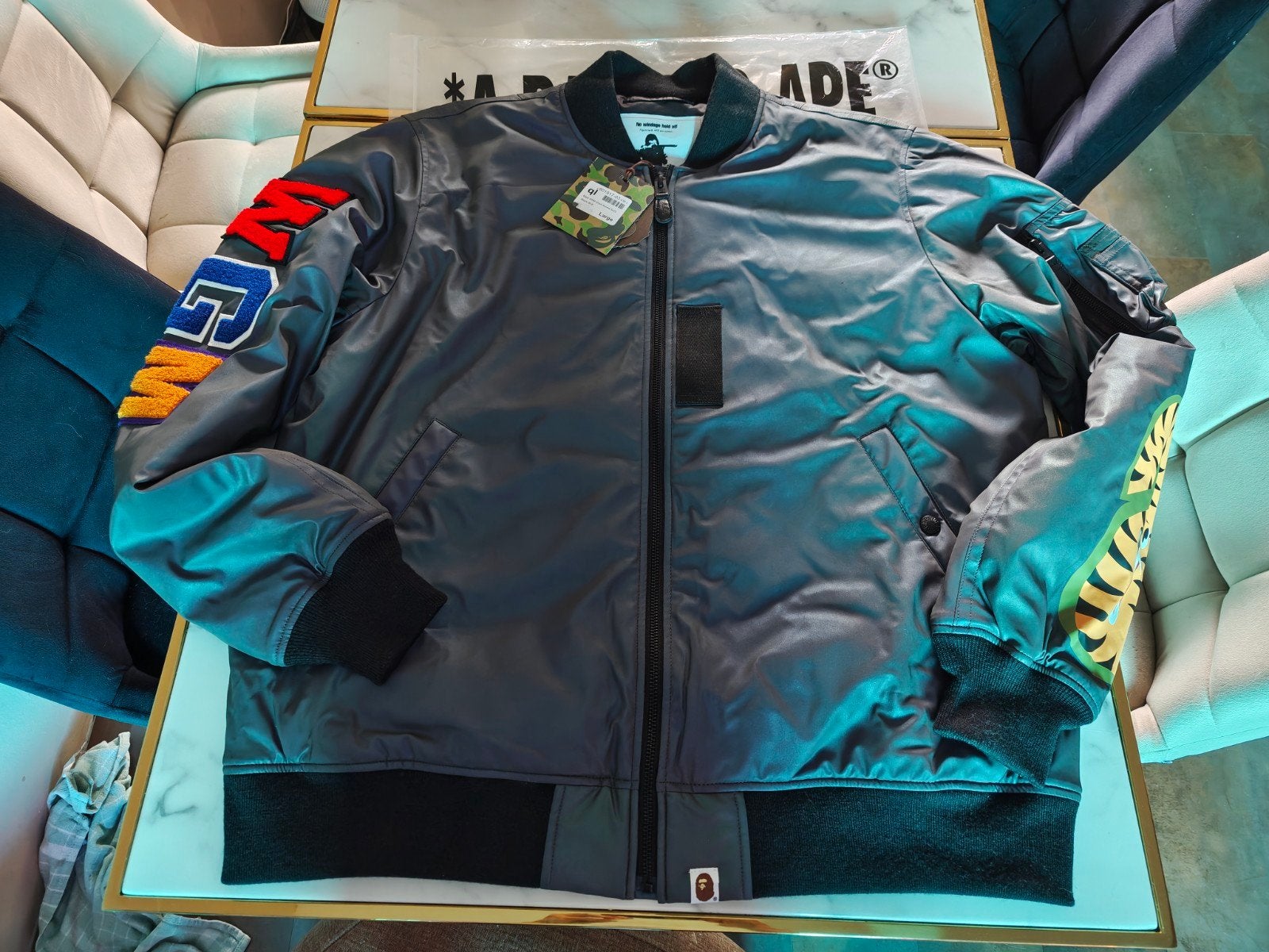 BAPE WGM Shark bomber maat L, Maat 52/54 (L), Zwart, Nieuw, Ophalen of Verzenden
