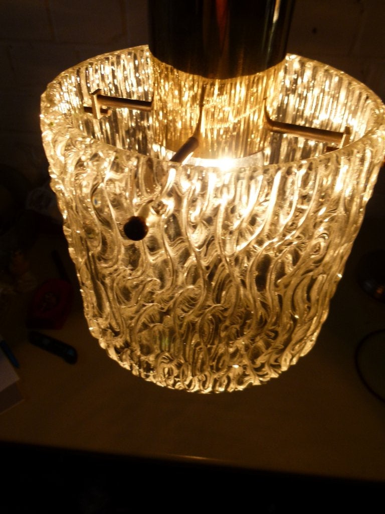 vintage Kalmar hanglamp 60er jaren designer, Ophalen, Zo goed als nieuw, Glas, Mid-century