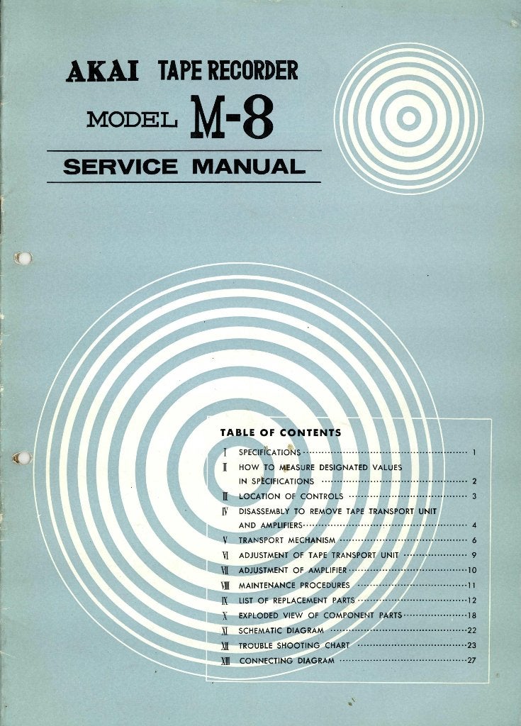 Akai, originele service manual m-8 tape recorder, Ophalen of Verzenden, Bandrecorder