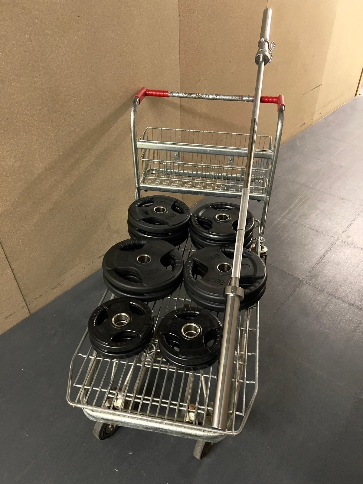 140kg Olympische gewichten set + Olympische halterstang, Ophalen, Zo goed als nieuw, Benen, Halterset