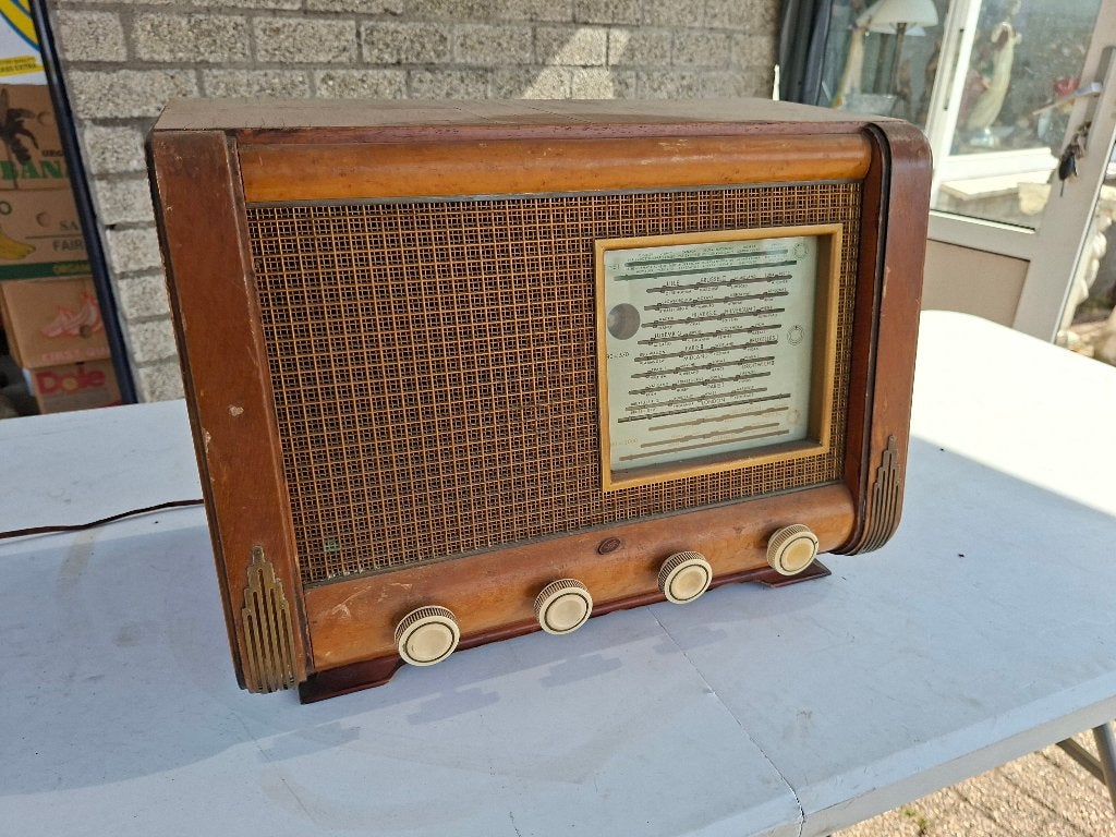 antieke vintage wereld radio met buizen sbr, Ophalen of Verzenden