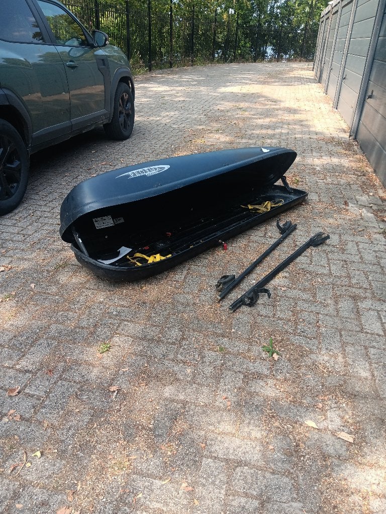 Dakkoffer + dakdragers, Auto diversen, Dakkoffers, Ophalen, Gebruikt