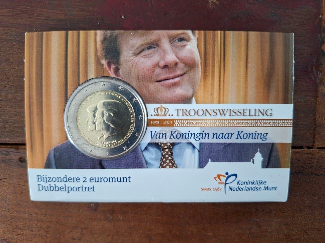 Bijzondere 2 euromunt Troonswisseling Dubbelportret, Ophalen of Verzenden, Overige landen, 2 euro, Losse munt