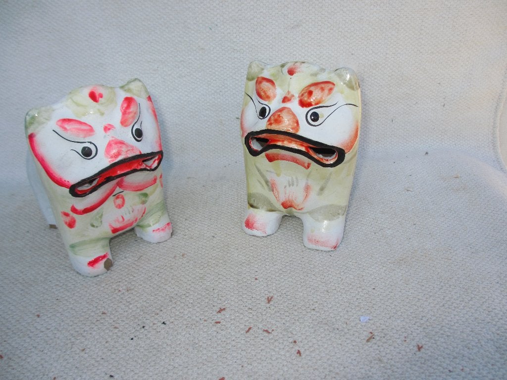 2 CHINESE FOO DOG Leeuw met geluid !! / volkskunst, Antiek en Kunst, Kunst | Niet-Westerse kunst, Steen/keramiek, Overige typen