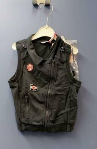 Nono nieuw grijs gilet vestje met asymm. rits 104 nr 34852, Nono, Meisje, ., Trui of Vest