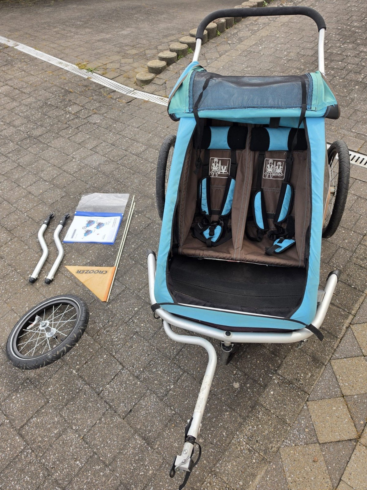 Fietskar Croozer kid plus for 2 met vering, Ophalen, Kinderkar