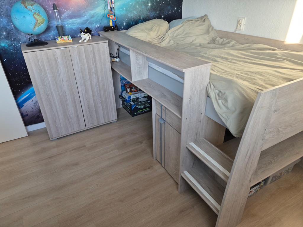 Kinder slaapkamer set: halfhoogslaper, kast & bureau, Kinderen en Baby's, Ophalen, Gebruikt, 180 cm of meer, 85 tot 100 cm