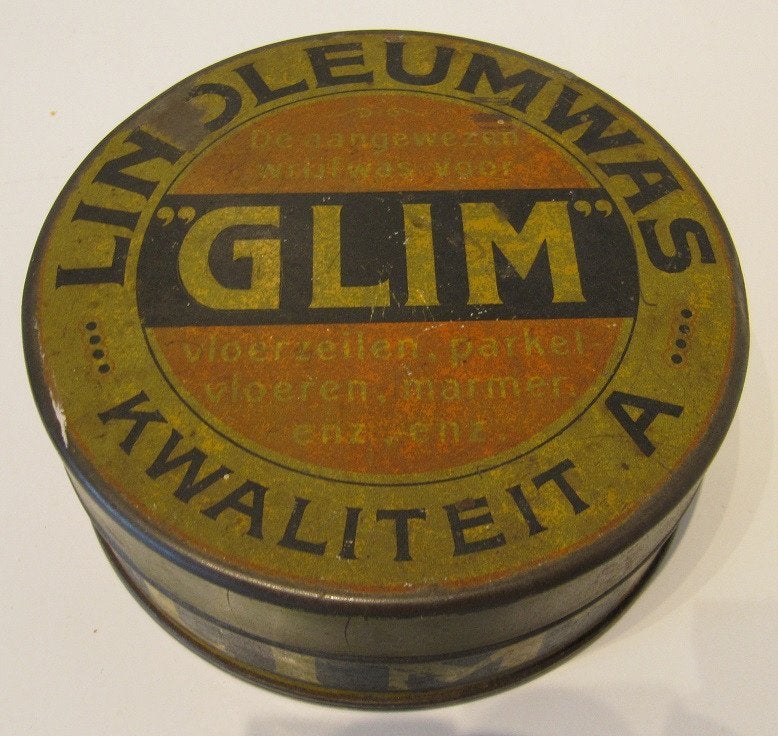 blik Glim Linoleumwas, Verzamelen, Blikken, Ophalen of Verzenden, Gebruikt, Overige, Overige merken