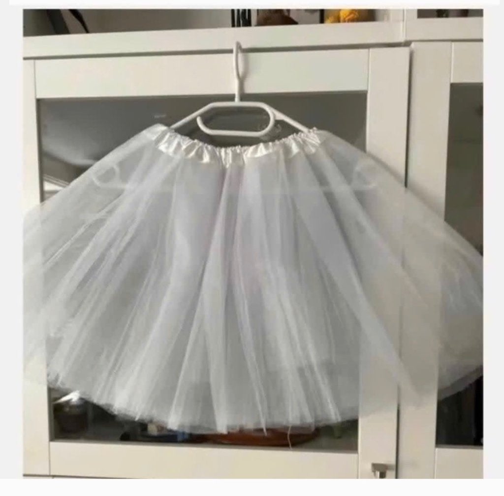 Witte Tule petticoat Rok elastiek middel 38 cm lang, Overige typen, Ophalen of Verzenden, Zo goed als nieuw, X