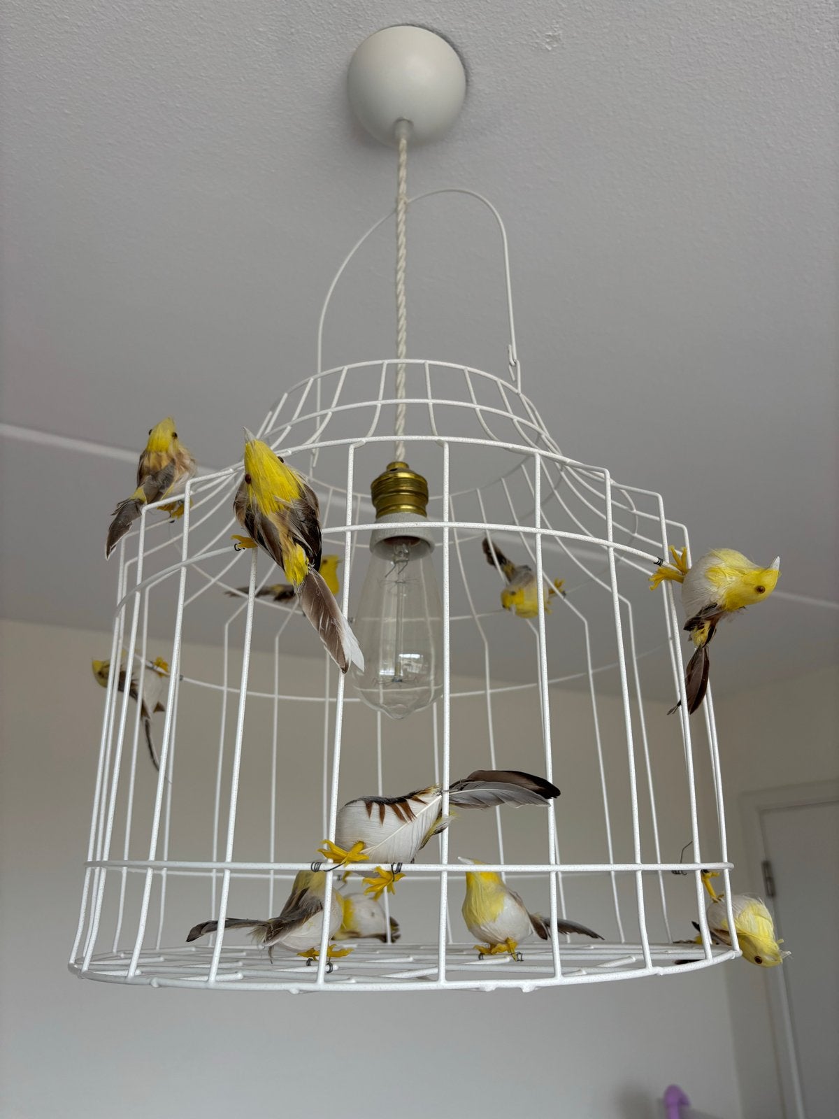 Unieke vogelkooi lamp met vogeltjes - Dutch Delight, Ophalen, Zo goed als nieuw, Metaal, E27 (groot)