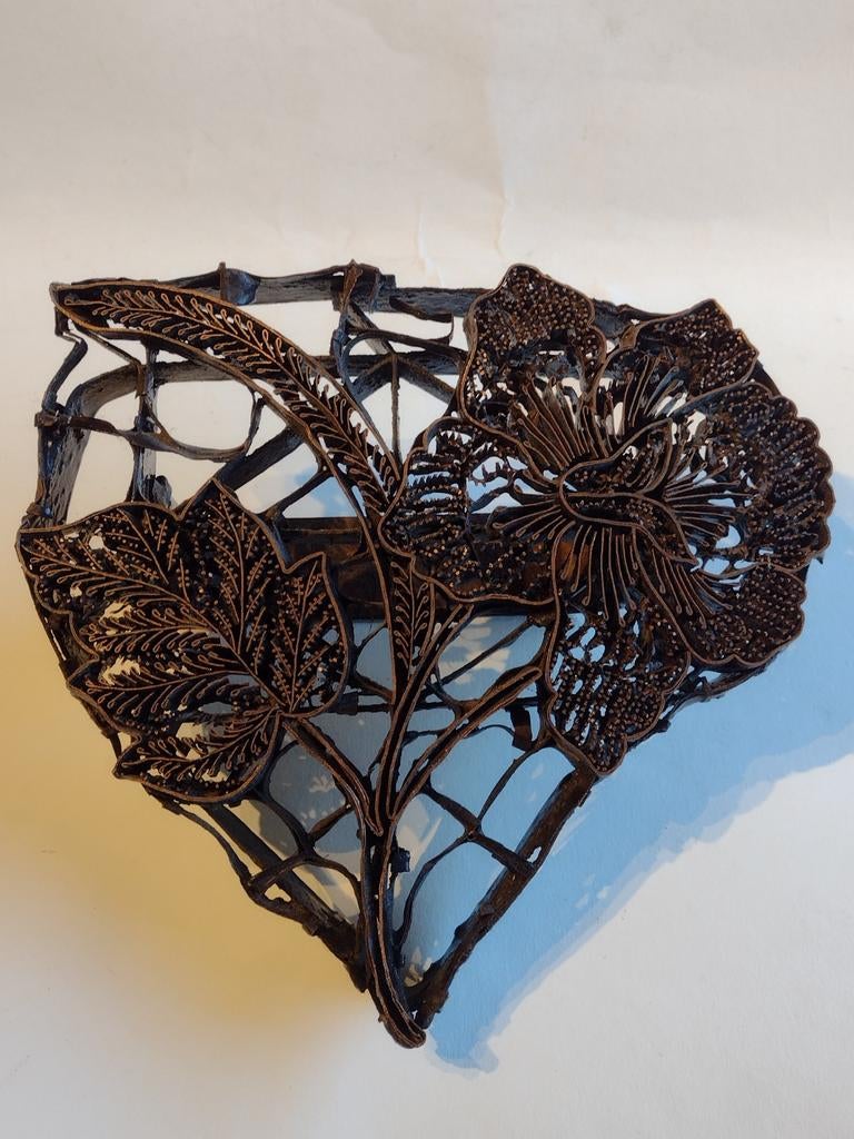 antieke metalen batikstempel textielstempel / 21 x 20 cm, Ophalen
